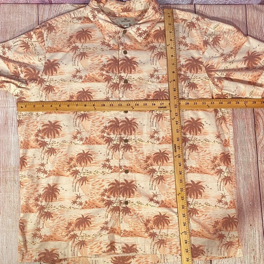 Solitude Palm Tree Button Up Shirt Men’s XL Beige Brown - Picture 7 of 10